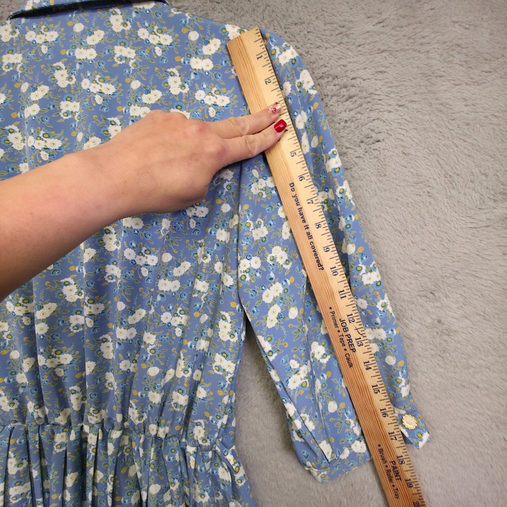 Vintage Breli Dress Womens 10 Blue Floral Cottagecore‎ Prairie Midi 70s Romantic - Picture 7 of 16